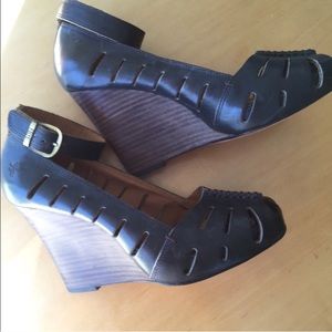 Frye “Gwen” ankle strap wedges